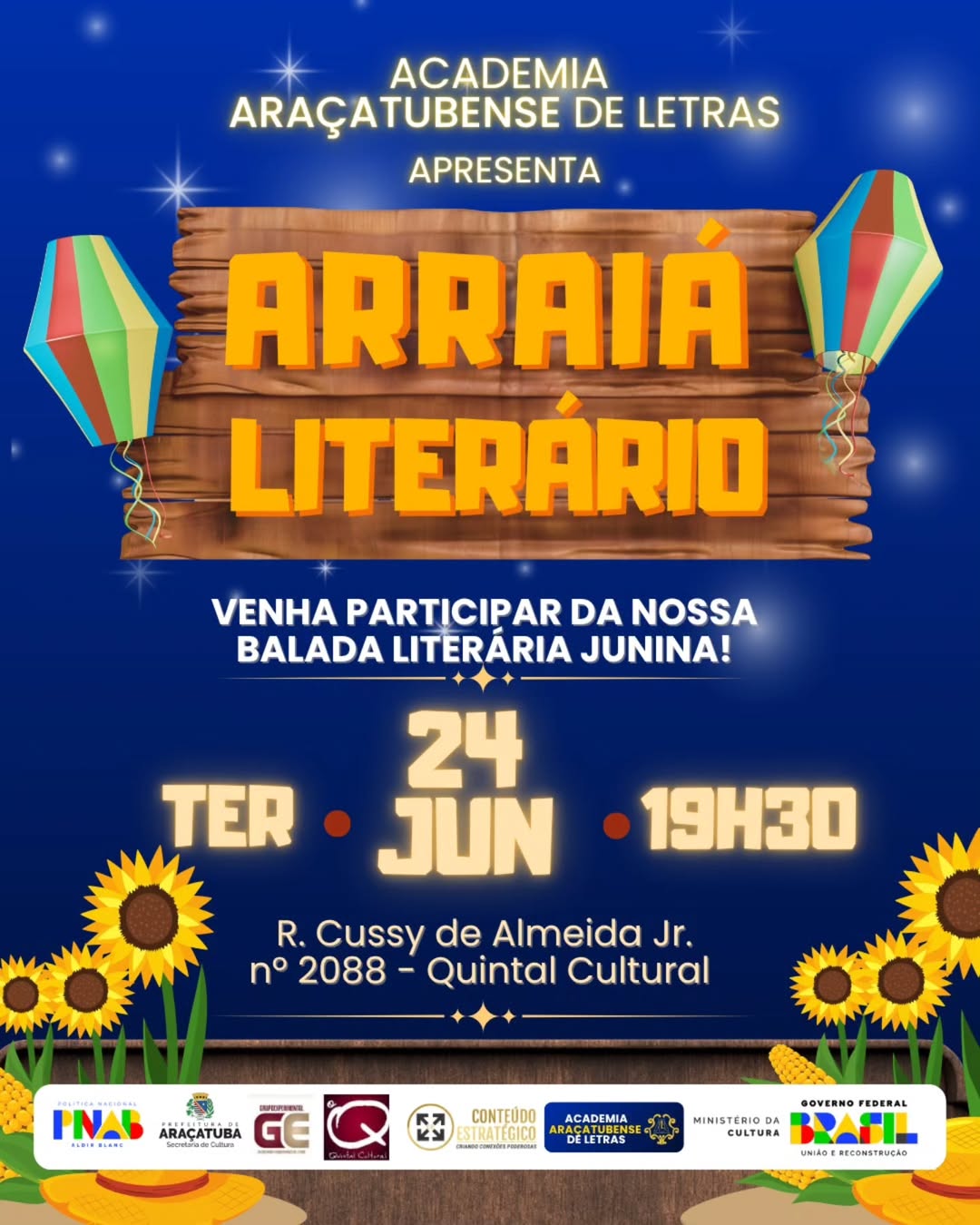 Arraiá Literário - Academia Araçatubense de Letras - Dezoito SP